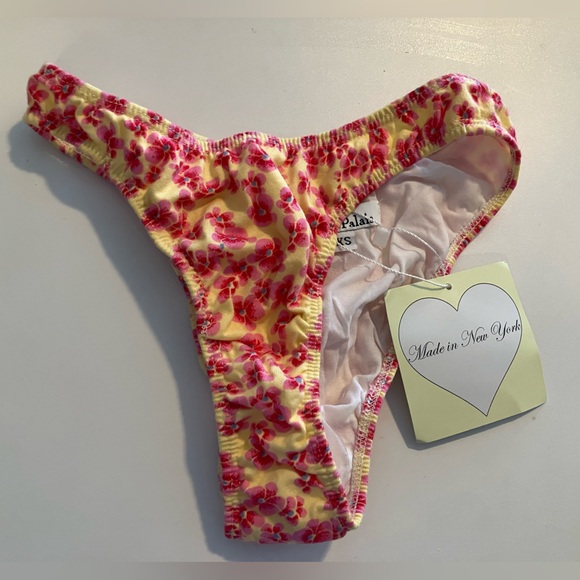 Mirror Palais Other - Mirror Palais NWT Mom High Cut Bikini Bottoms XS Yellow Ditsy Floral Pristine